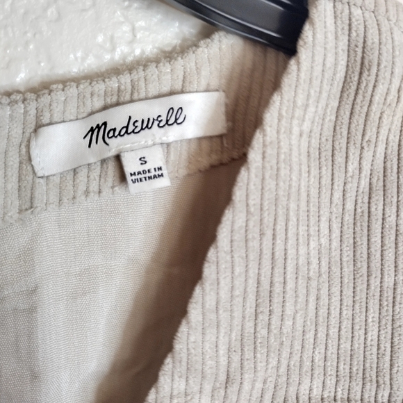 madewell Corduroy V-Neck Back Buttons Top Cream Sz S - Picture 3 of 6